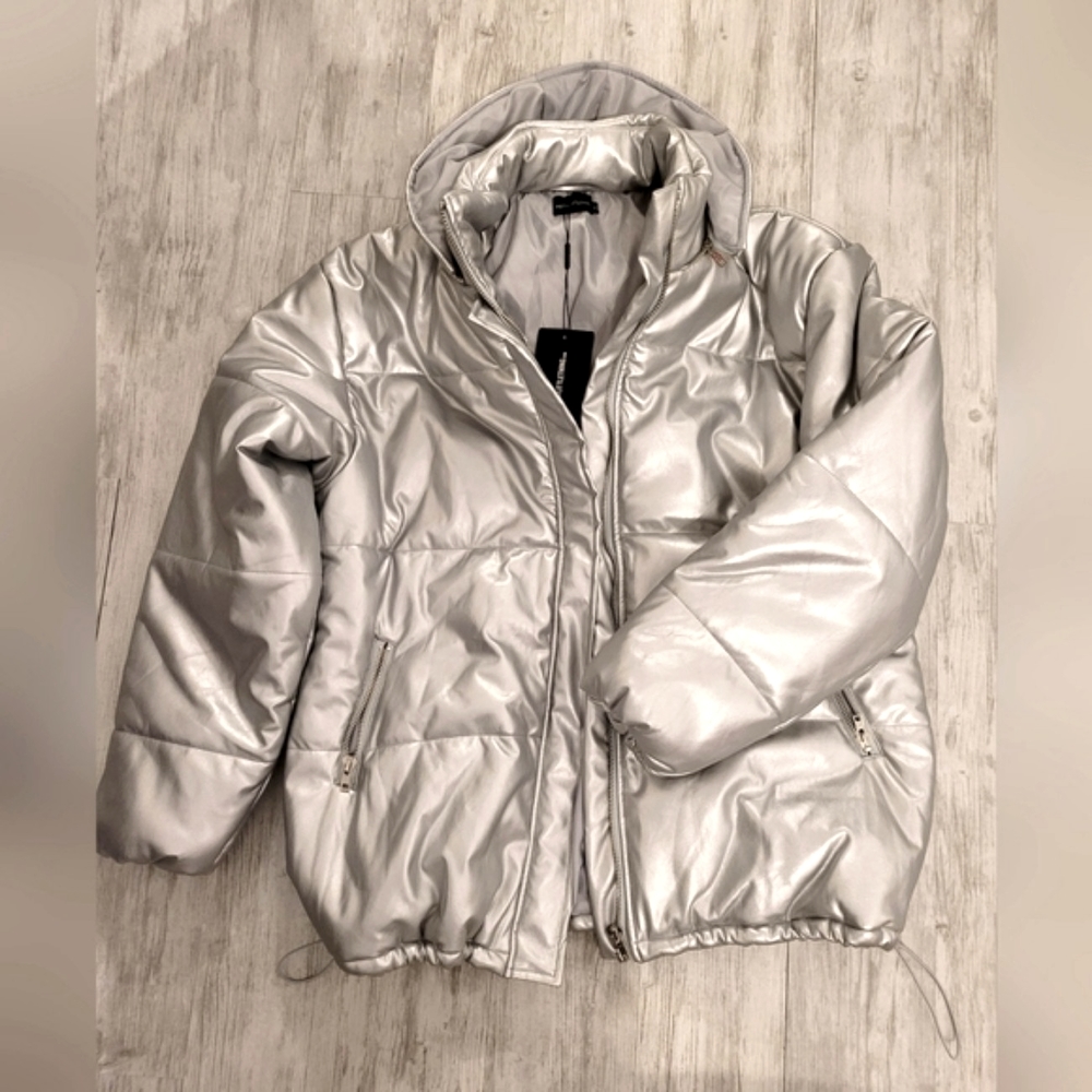 Silver Unisex Puffer Coat